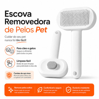 Escova Pelos Pet Automatica Rasqueadeira Magica Gato Cachorro New