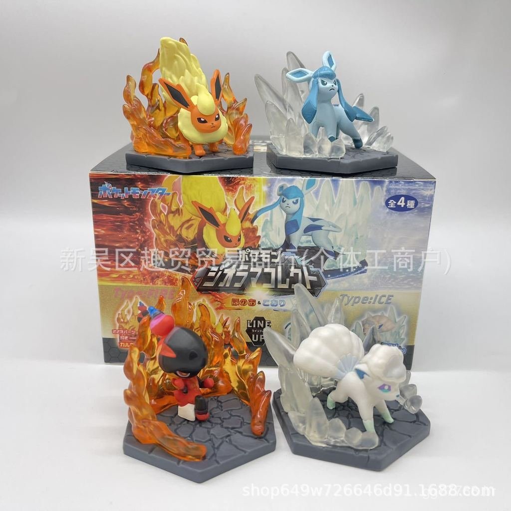 Brinquedo de caixa surpresa em alta demanda: Figuras 3D de Pikachu, Ice-Eevee e Vulpix, brinquedos, ornamentos e colecio