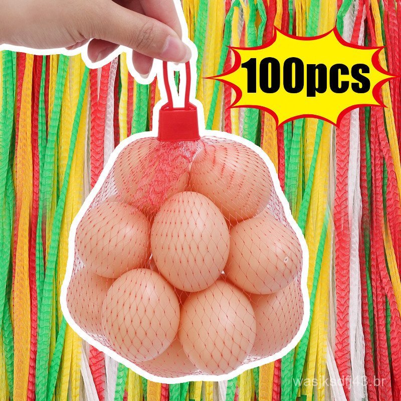 100 Unidades De Sacos De Malha Para Frutas E Vegetais-Saco Elástica Com Fivela-Bolso Embalagem De Do Mercado-Bolsa De Ar