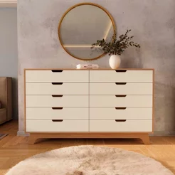 Cômoda para Quarto 10 Gavetas MDF Alice Yescasa Marrom/Off White/Castanho Off White/Castanho