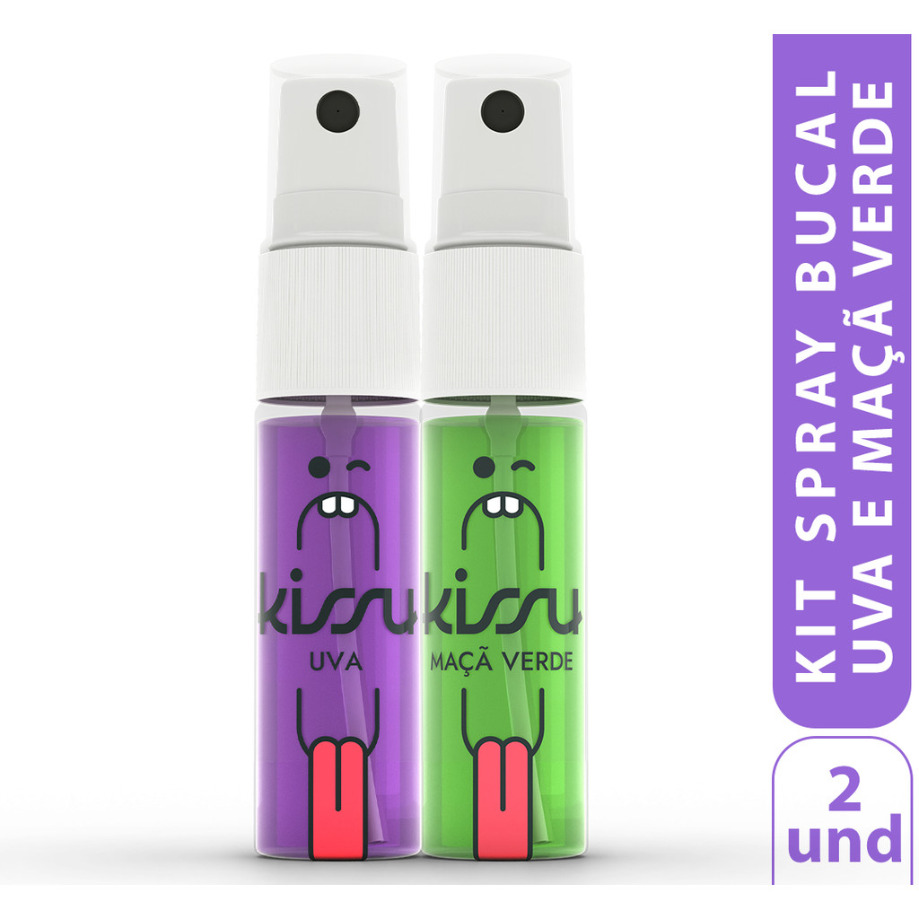 Kit 2 Spray Bucal Kissu – Uva + Maça Verde (15ml cada)
