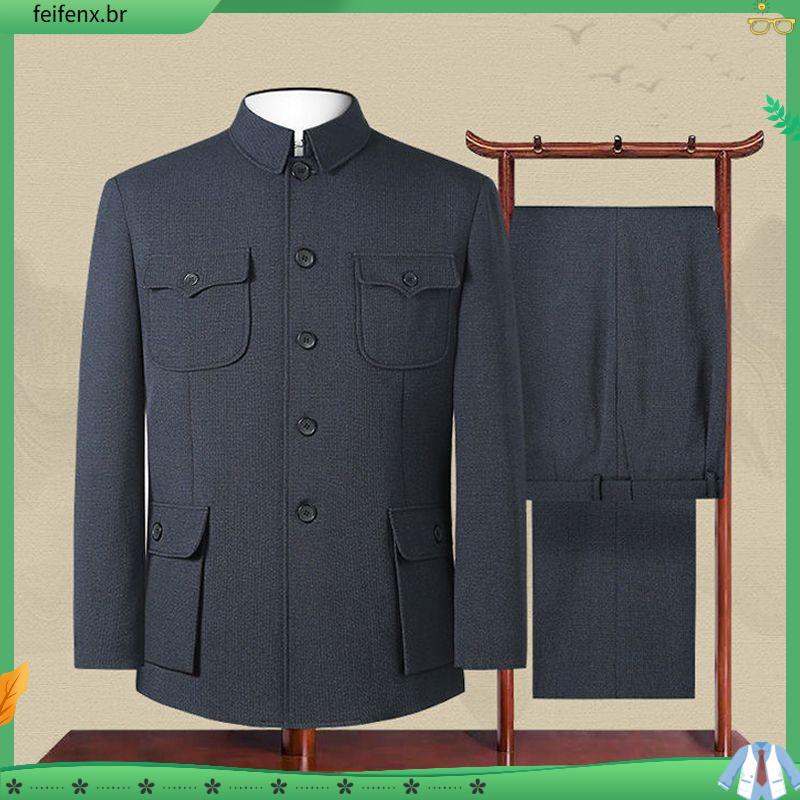 Zhongshan roupas masculinas de meia-idade idosos terno topos jaquetas para idosos roupas étnicas roupas do vovô roupas d