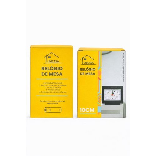 Relogio Mesa Quadrado Compacto Design Moderno Cor Preta Decoracao Organizador