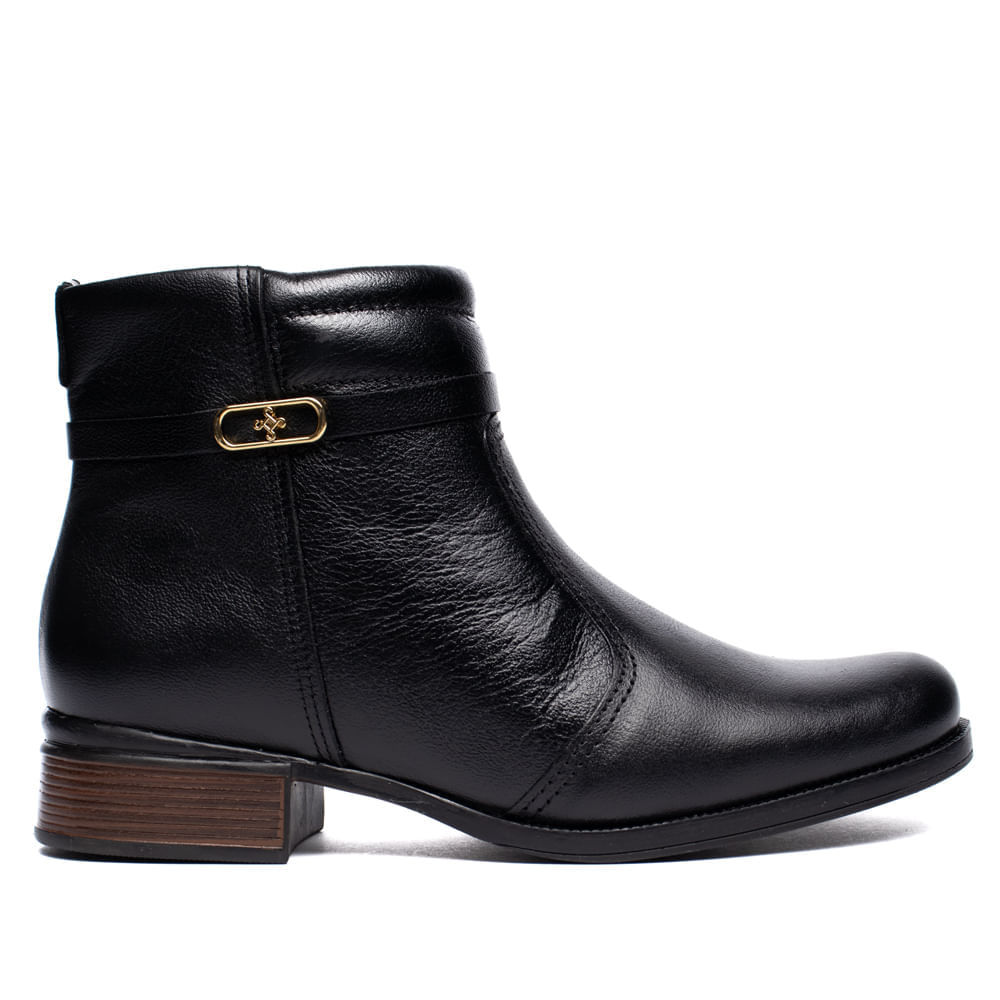 Bota Feminina Pegada Cano Curto Diana Couro Preto