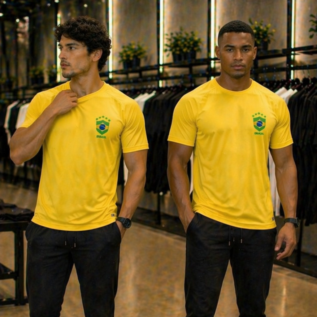 KIT 2 Camisas do Brasil Torcedor Amarela Copa Do Mundo Unissex Dry Fit