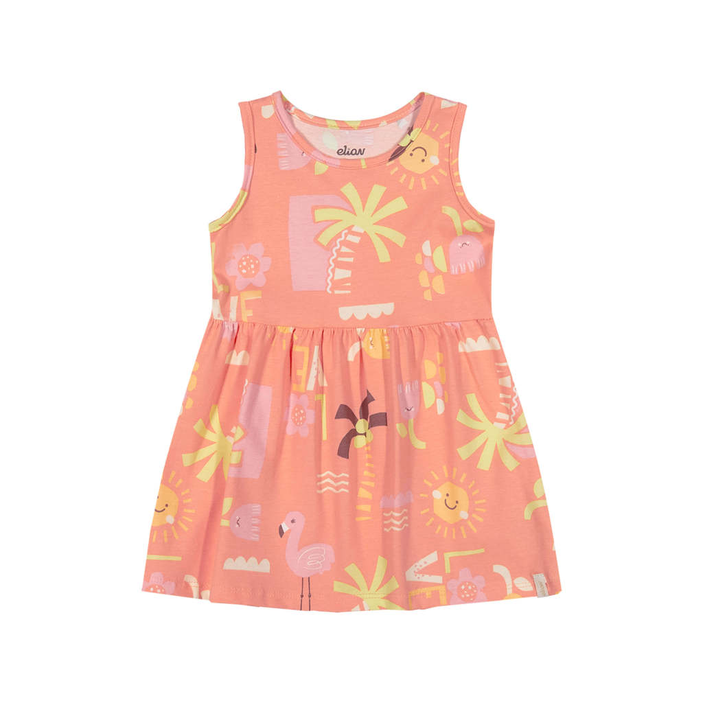 Vestido Bebê Menina Tropical Cotton Elian Laranja