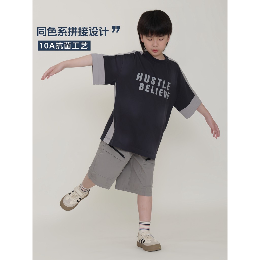 Meninos camiseta de manga curta verão novo estilo meninos moda crianças Casual All-Match médio grande crianças impresso 