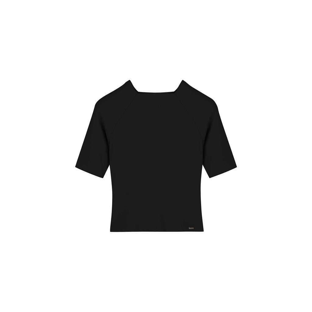 Blusa Feminina Regular Decote Quadrado Marialícia Preto