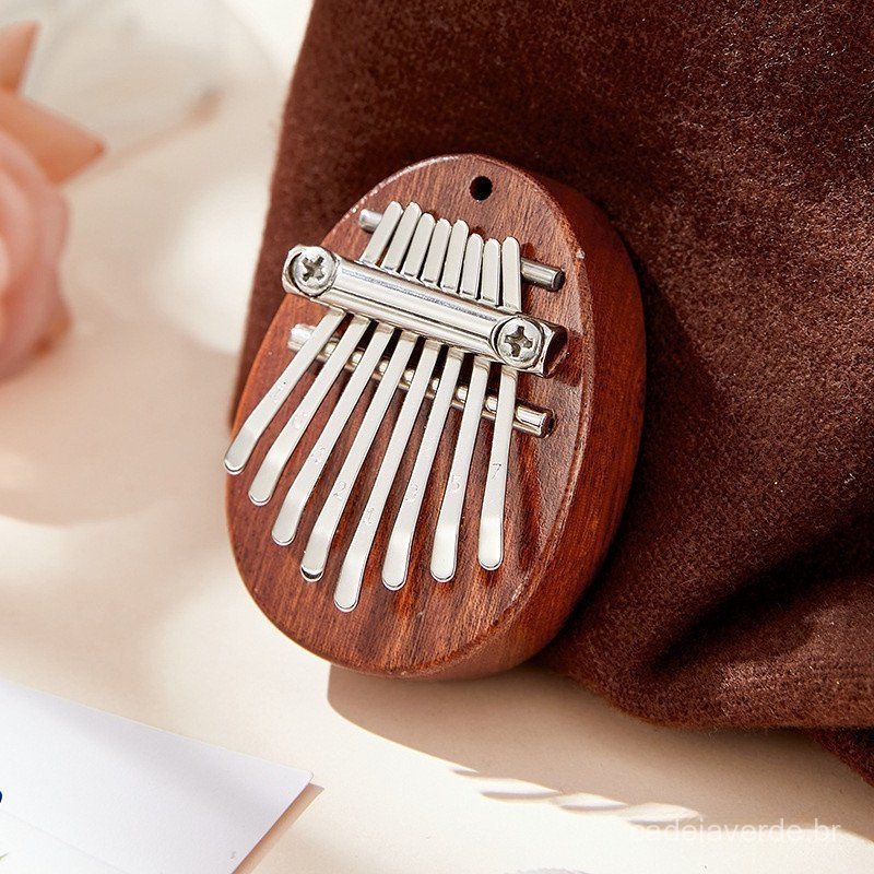 8 Teclas Mini Kalimba Piano de Polegar Instrumento Musical Pequeno de Madeira/Acrílico