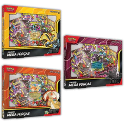 BOX POKÉMON COLEÇÃO MEGA FORÇAS ZERAORA DRAGONITE DARKRAI EX COPAG EVOLUÇÃO CARTAS BOOSTERS TCG CARD