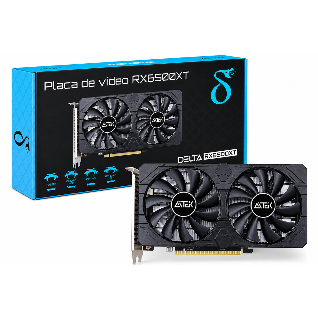 Placa De Vídeo Amd Radeon Rx 6500 Xt 4gb Gddr6 64bit Dp Hdmi