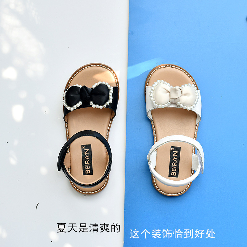 Meninas Bowknot verão 2025 sandálias de couro sola macia antiderrapante princesa sapatos de praia meninas sapatos da mod