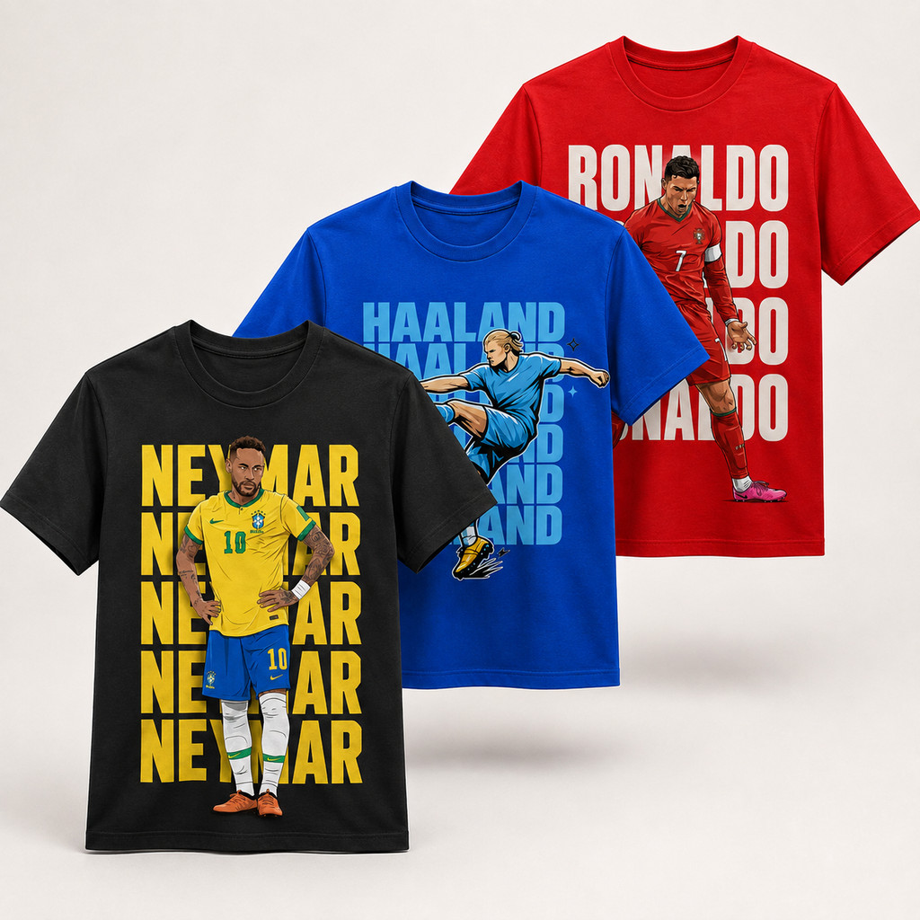 Kit 3 Camisetas Infantil Camiseta Menino Cr7 Neymar Halland