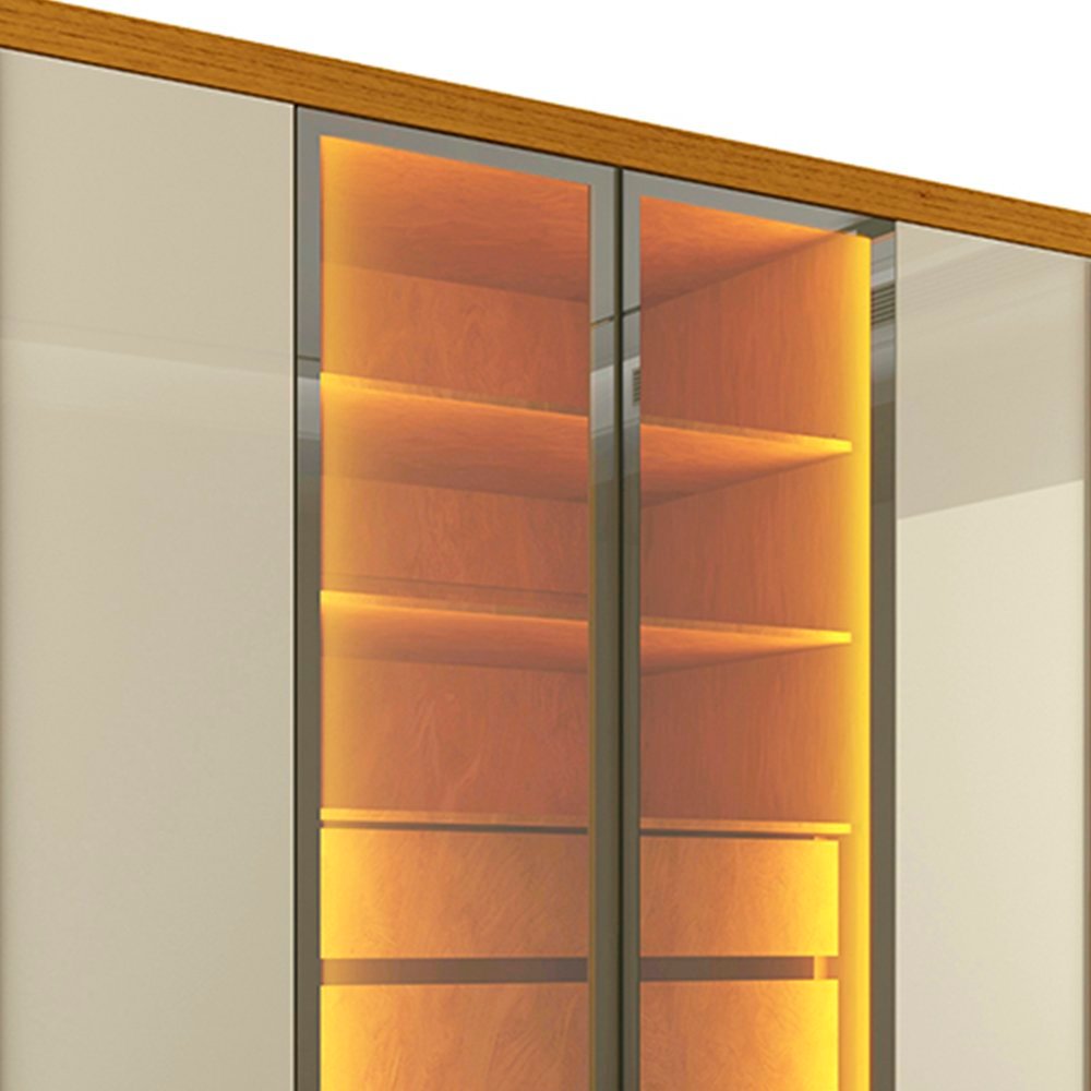 Guarda Roupas Casal 6 Portas com Pés e LED Absolut New Reflecta 100% MDF Marrom/Marrome/Off White Naturale/Off White · foto 2