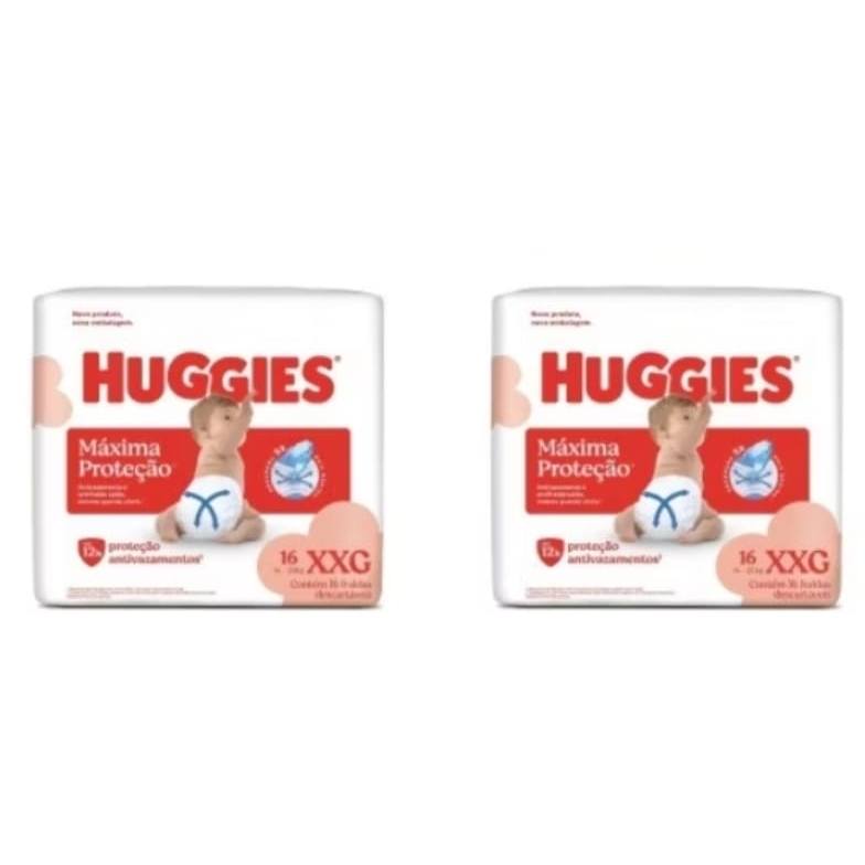 Huggies Fralda Máxima Proteção 12h XXG C/16