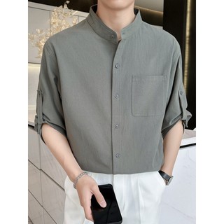 Camisa de linho masculina de manga curta High-End camisa estilo chinês verão algodão linho jaqueta Casual masculina mang