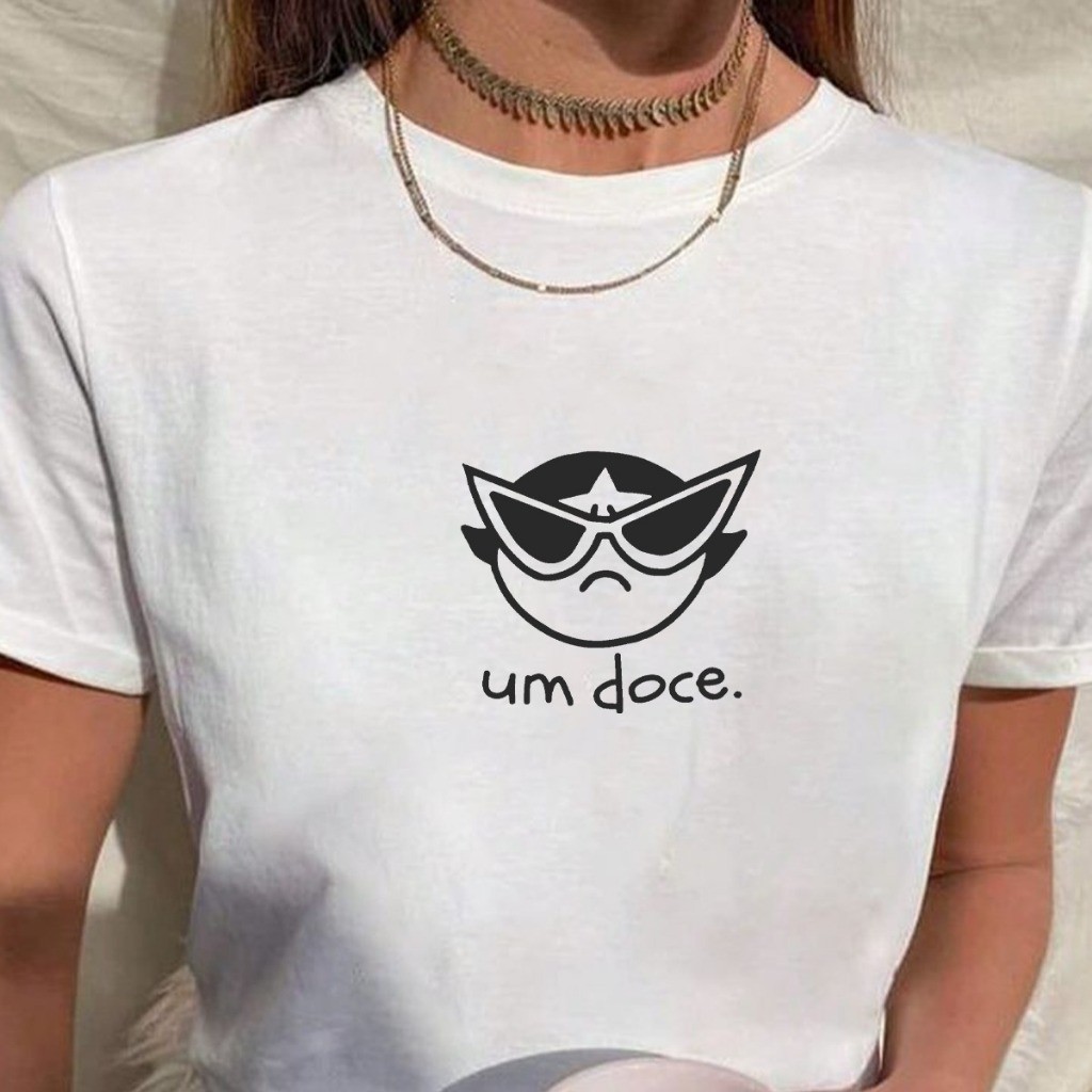 Camiseta T-Shirt Feminina Com Estampa Um Doce Docinho Meninas Super Poderosas 100% Algodão Premium