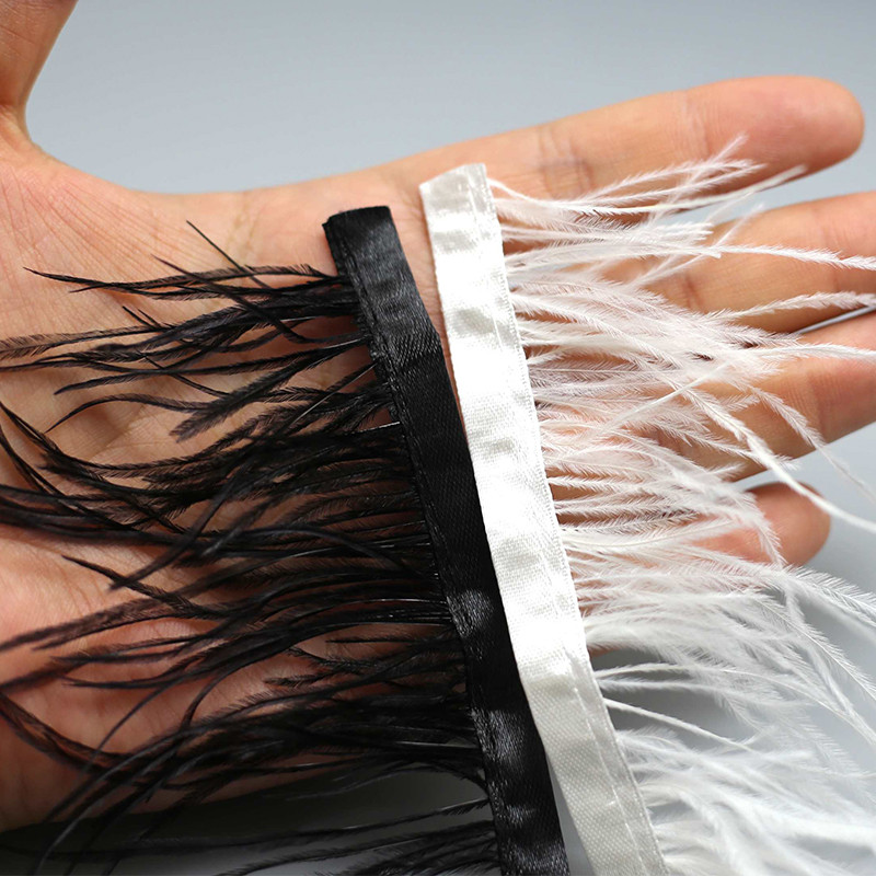 Preto branco pena avestruz pena borla rendas acessórios de decoração acessórios para o cabelo Material DIY acessórios ro
