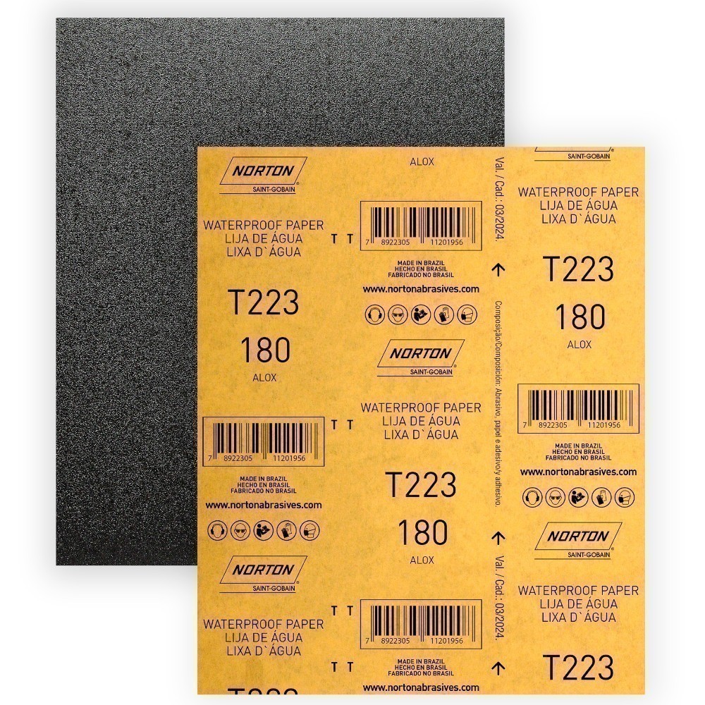 Folha de lixa D'água 225 x 275 mm - T223 - Norton