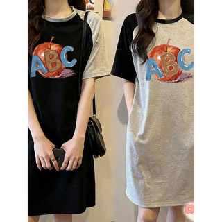 Vestido feminino verão solto Casual pode usar fora 2026 novo estilo de manga curta Loungewear comprimento médio em torno