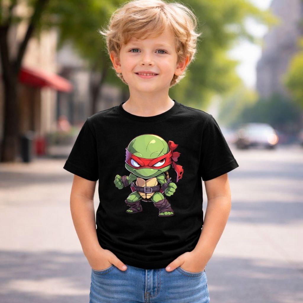 Camiseta Raphael Infantil Tartarugas Ninja Personagem Cartoon Menino Aventura Algodão Confortavel