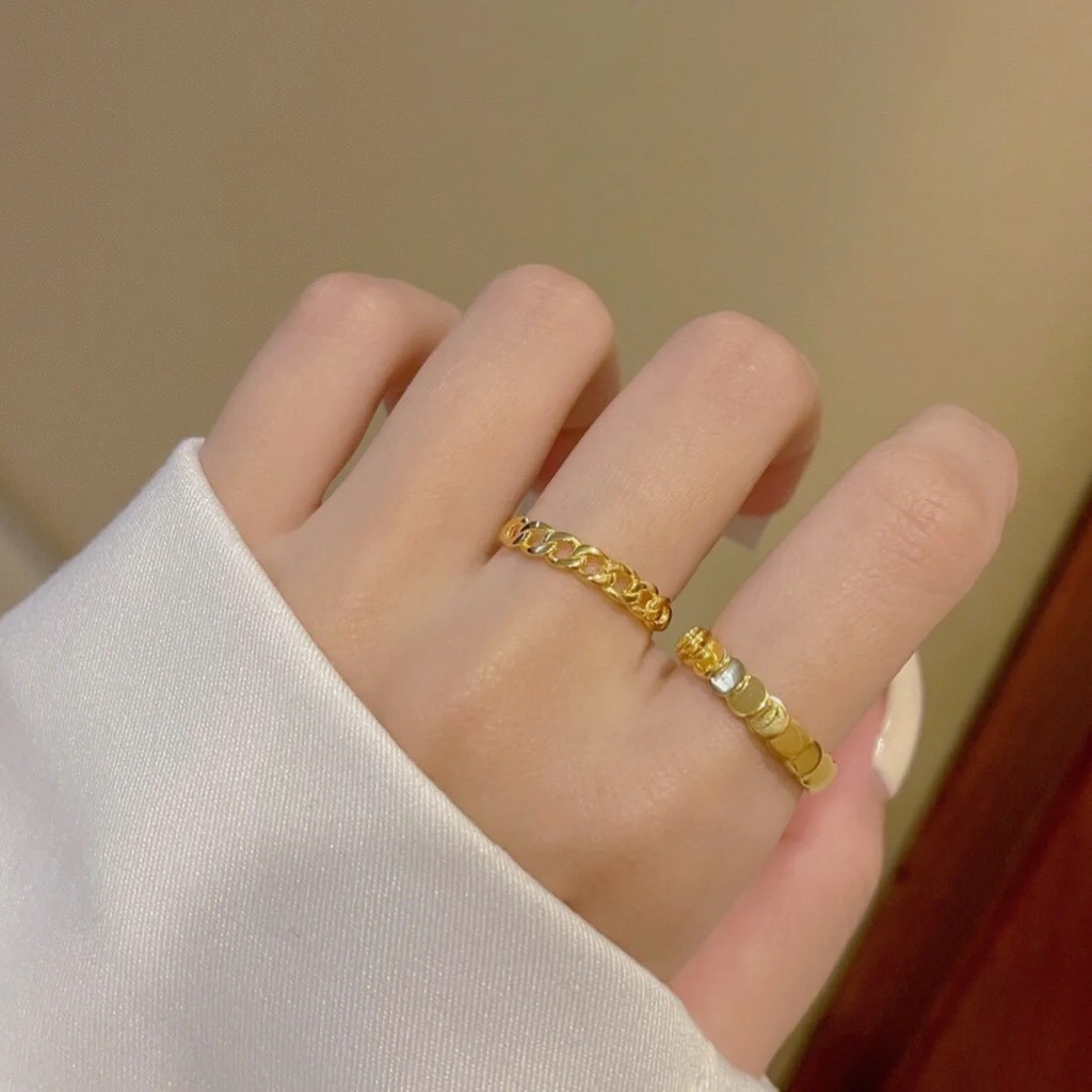 Anel de escala de peixe dourado de areia feminino luz luxo High-End sentir banhado a ouro ins nicho Design simples peque