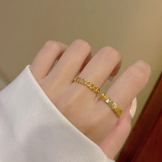 Anel de escala de peixe dourado de areia feminino luz luxo High-End sentir banhado a ouro ins nicho Design simples peque