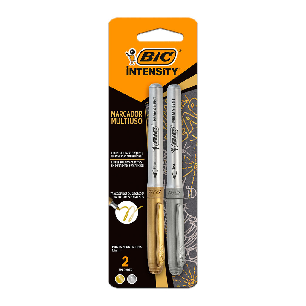 Pincel marcador permanente Intensity Metálico com 2 cores 522222 Bic