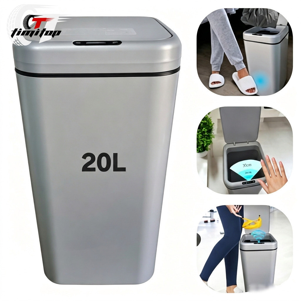 Lixeira Automática Sensor Inteligente Recarregável Higiênica Casa Escritório Cozinha Preto 20 Litros