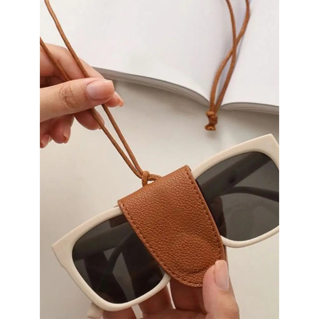 Sling pu óculos de couro clipe viagem ao ar livre portátil chapéu óculos armazenamento forte sucção óculos de sol
