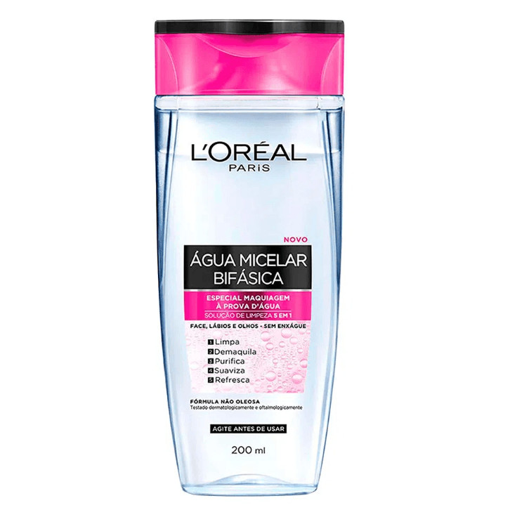 Água Micelar Bifásica L'Oréal  Limpeza Facial 5 em 1 200mL