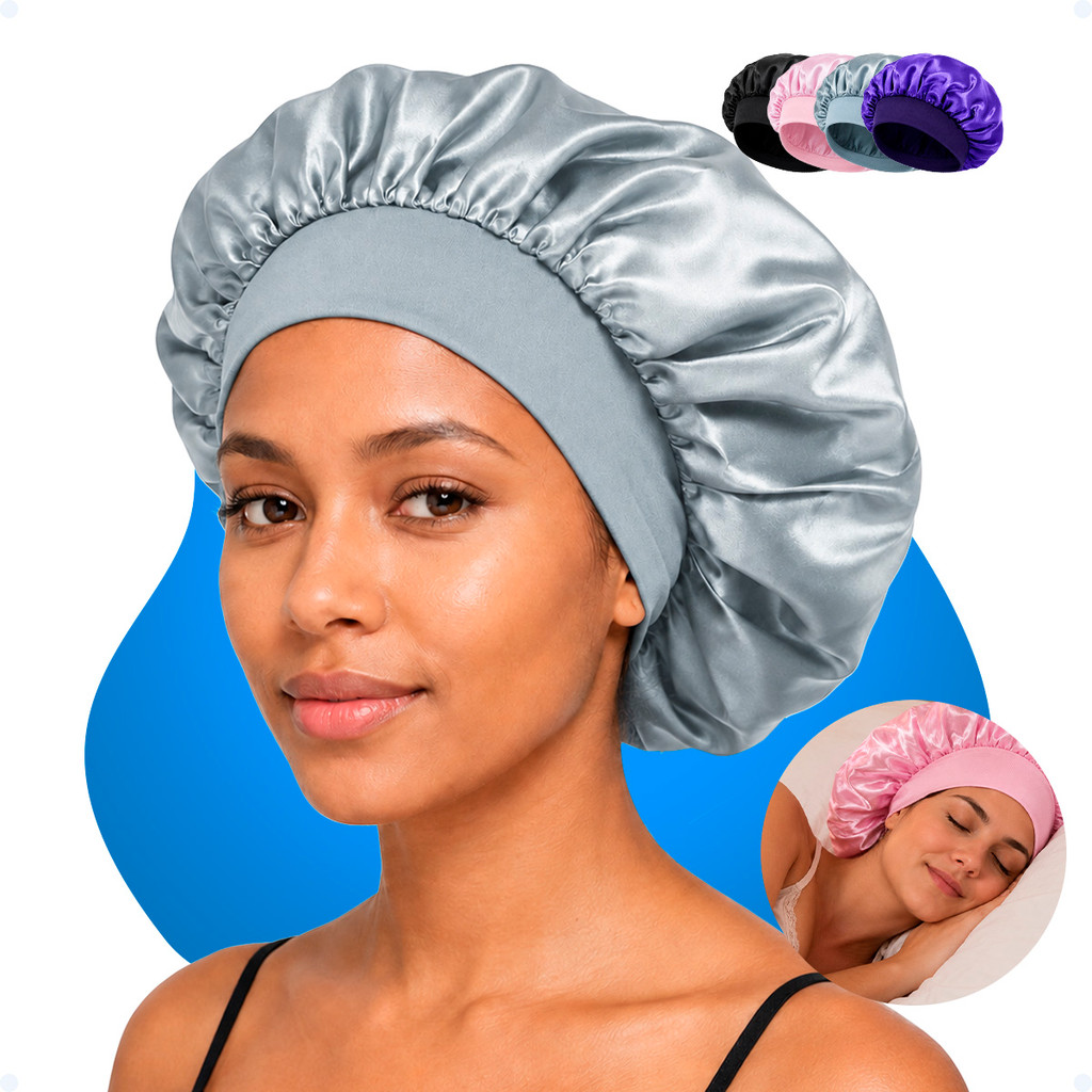Touca De Cabelo Anti Frizz De Cetim E Impermeável Com Faixa Premium Para Cabelos Cor Sortida Unissex