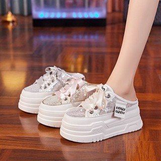 Pequeno desgaste exterior aumento interno respirável de sola grossa All-Match sandálias malha plataforma sapatos 2026 ch