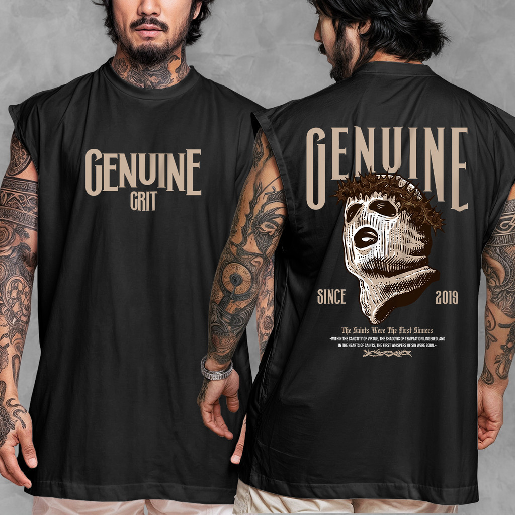 Camiseta Regata Oversized Streetwear Estampada Saint Sinners Em Algodão