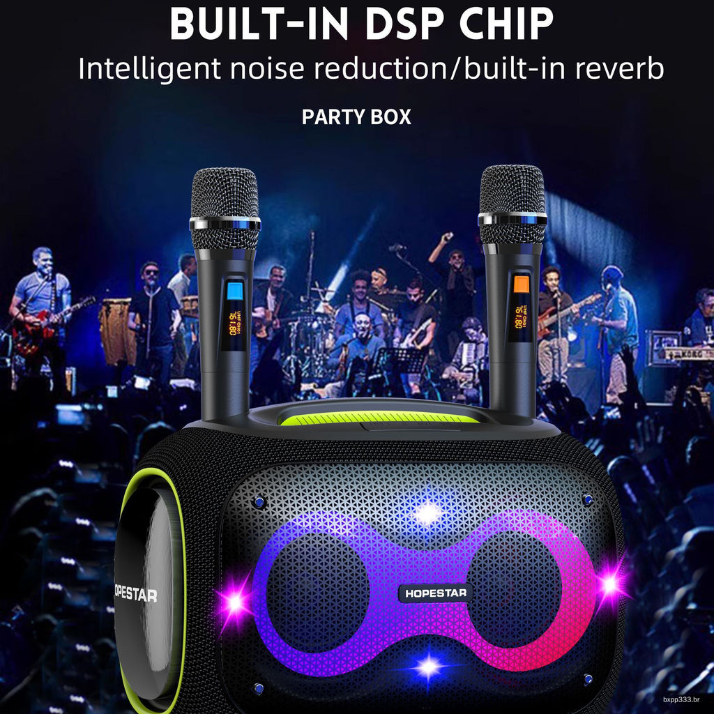 Partybo120W Alto-falante Bluetooth de alta potência Subwoofer portátil ao ar livre K-Song Microfone duplo