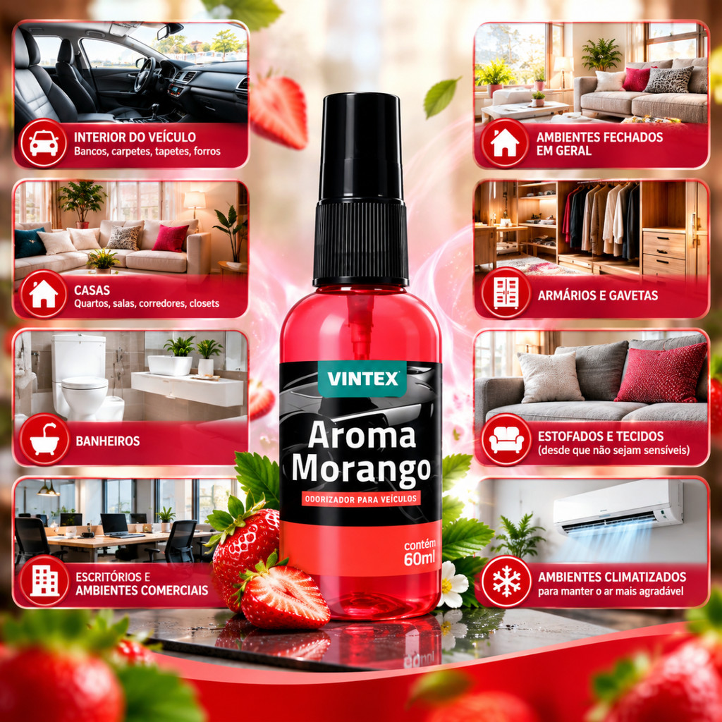 Aromatizante Spray Morango, Cheirinho Para Carro 60ML VONIXX | VINTEX · foto 2