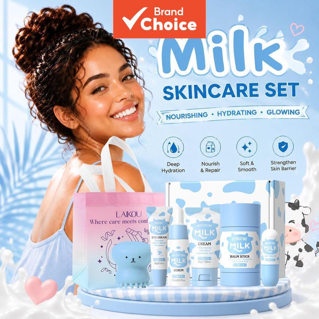 Conjunto Glow Milk LAIKOU 5 em 1 | Rotina Skincare | Cuidados com a Pele