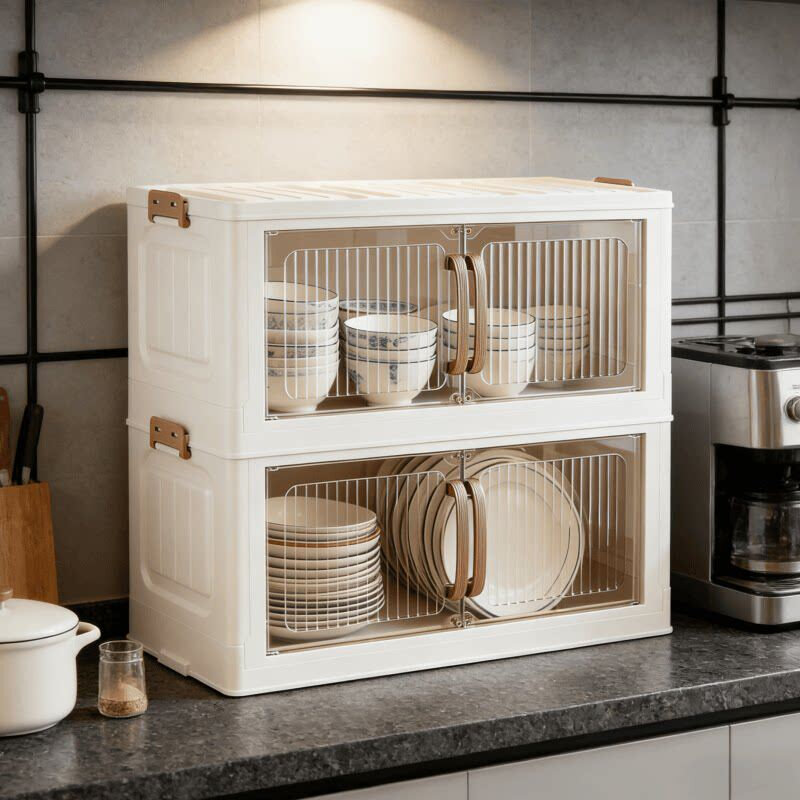 Prato de cozinha rack talheres caixa de armazenamento doméstico dobrável prato armário talheres armazenamento pratos tem