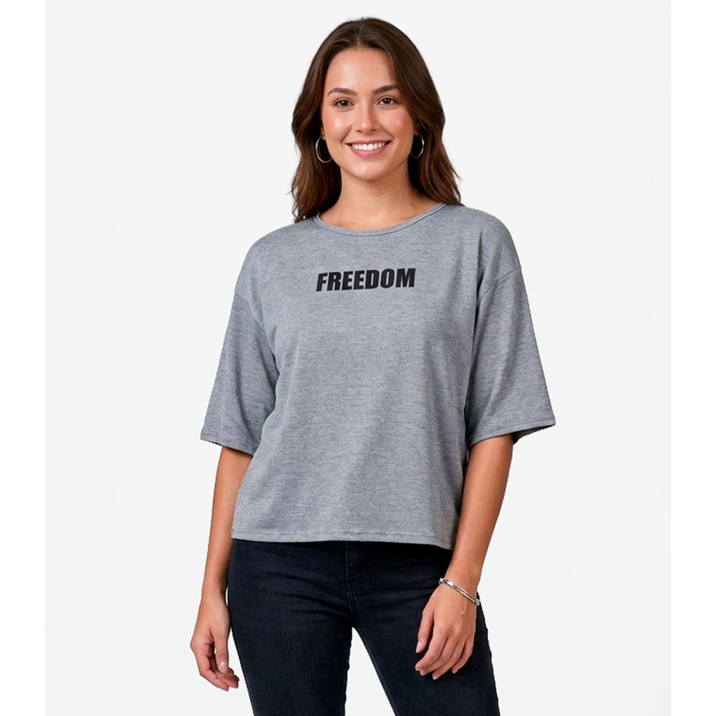 Blusa Feminina Em Viscotorcion Infinita Cor Cinza