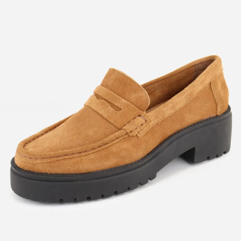 Mocassim Maria Paula Feminino Tratorado Plataforma Couro Loafer Casual Confortável Solado Robusto