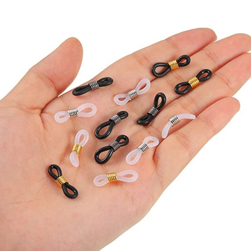 Óculos ajustáveis de aço inoxidável, anel antiderrapante de Silicone, acessórios de corda, Material de fivela de corrent