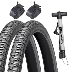 Par Pneu Levorin Atacama aro 24 x 2.125 + Par Camara + Bomba de ar Shiver bicicleta infantil scooter