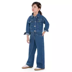 Calça Infantil Menina Jeans Pantalona Colorittá Azul