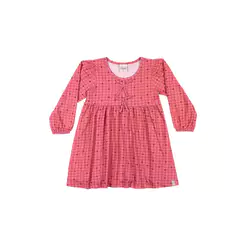 Vestido Manga Longa Infantil Menina Xadrez Elian Rosa
