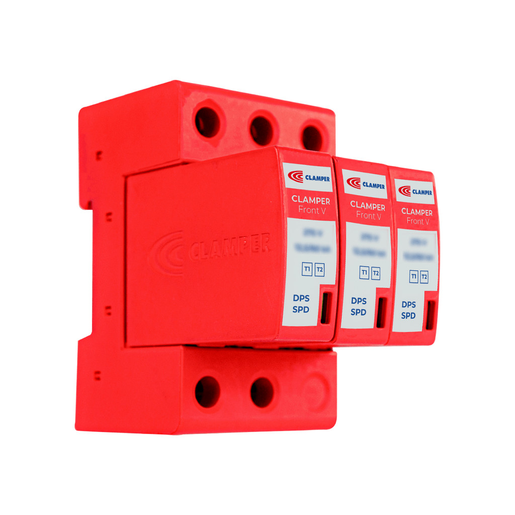 DPS CLAMPER Front V Tripolar 275V 12,5/60kA Classe I+II - Protetor contra surtos para quadros elétricos