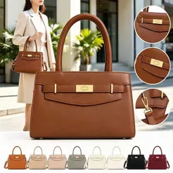 Bolsa Feminina 2 em 1 Mão e Transversal, Modelo Clássico, Grande Capacidade