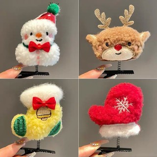 ((Pacote de 2) Novo estilo pequena árvore de Natal de pelúcia primavera grampo de cabelo luvas de boneco de neve meias c