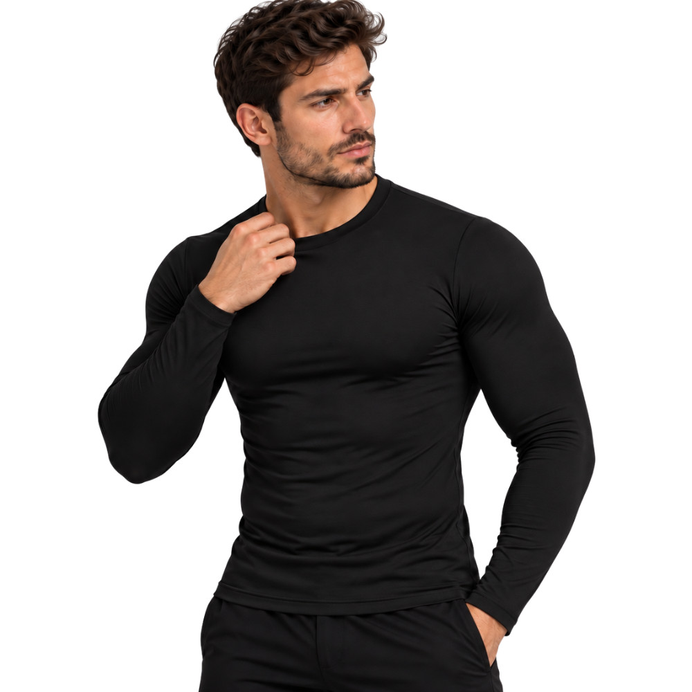 Camisa UV Térmica Masculino Manga Longa Proteção Solar Corrida Academia Segunda Pele
