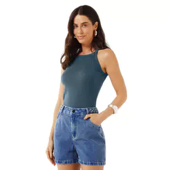 Short Feminino Trançado Jeans Marialícia Azul
