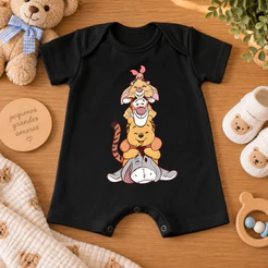 Body Romper Bebê Ursinho Pooh e Amigos Tigrão Leitão Bisonho Estampa Disney Roupa Infantil